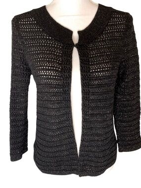 Banana Republic Black Gold Open Front Cardigan Size Small Wool Blend